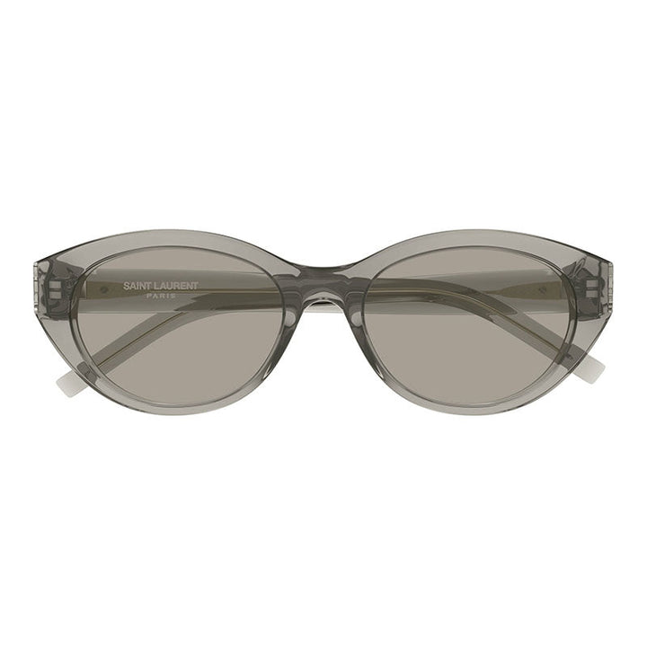 Saint Laurent Sunglasses Oval Full Rim, Transparent Taupe Frame and Warm Grey Lens SLM148004
