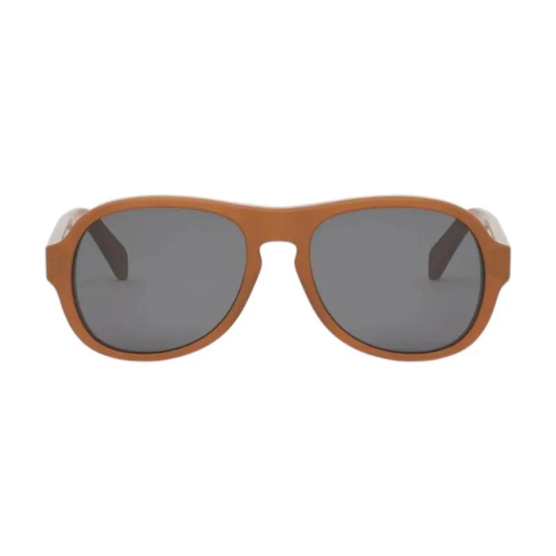 Celine Sunglasses Aviator Full Rim, Brown Frame And Grey Lens Cl40298I45A