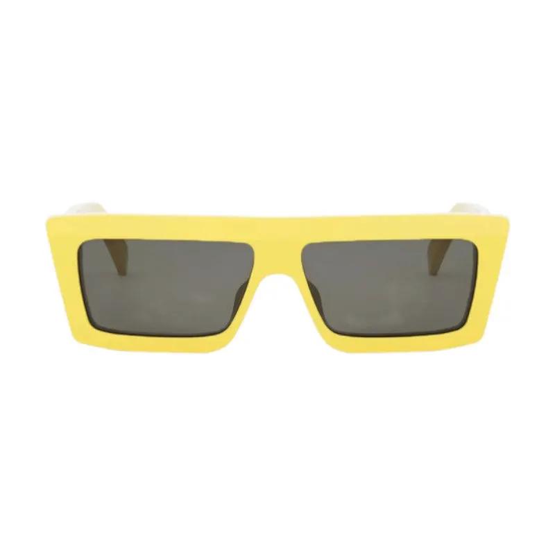 Celine Sunglasses Square Full Rim, Yellow Frame And Grey Lens Cl40214U39A