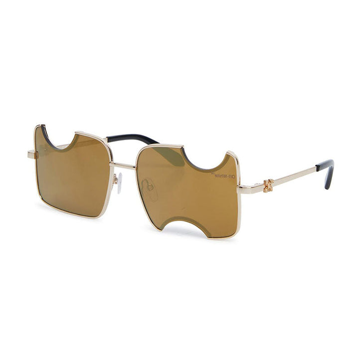 Off-White Sunglasses Geometric Full Rim, Gold Frame and Brown Lens OERI046SALVADOR7676