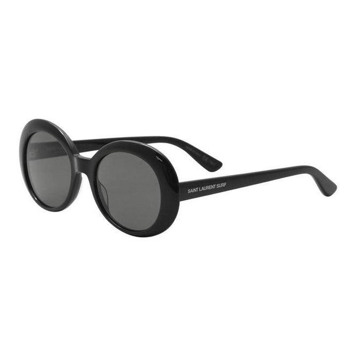 Saint Laurent Sunglasses Oval Full Rim, Shiny Black Frame and Grey Lens SL98CALIFORNIA002