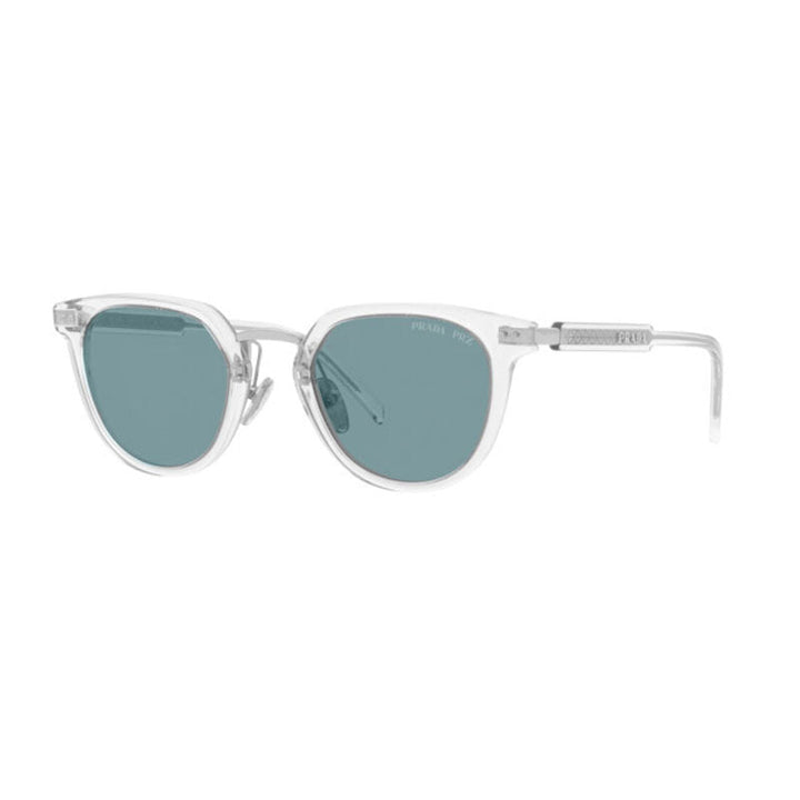 Prada Sunglasses Round Full Rim, Crystal Frame and Green Polarized Lens PR17YS2AZ04D