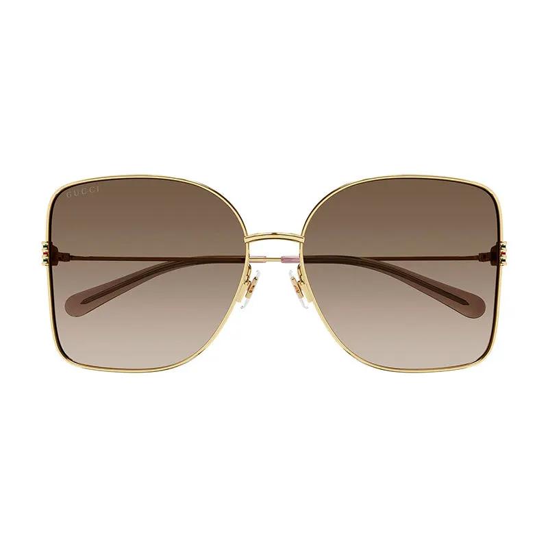 Gucci Sunglasses Square Full Rim, Gold Frame And Brown Gradient Lens Gg1282Sa003
