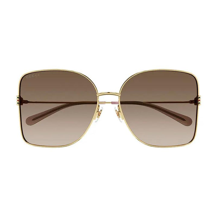 Gucci Sunglasses Square Full Rim, Gold Frame And Brown Gradient Lens Gg1282Sa003