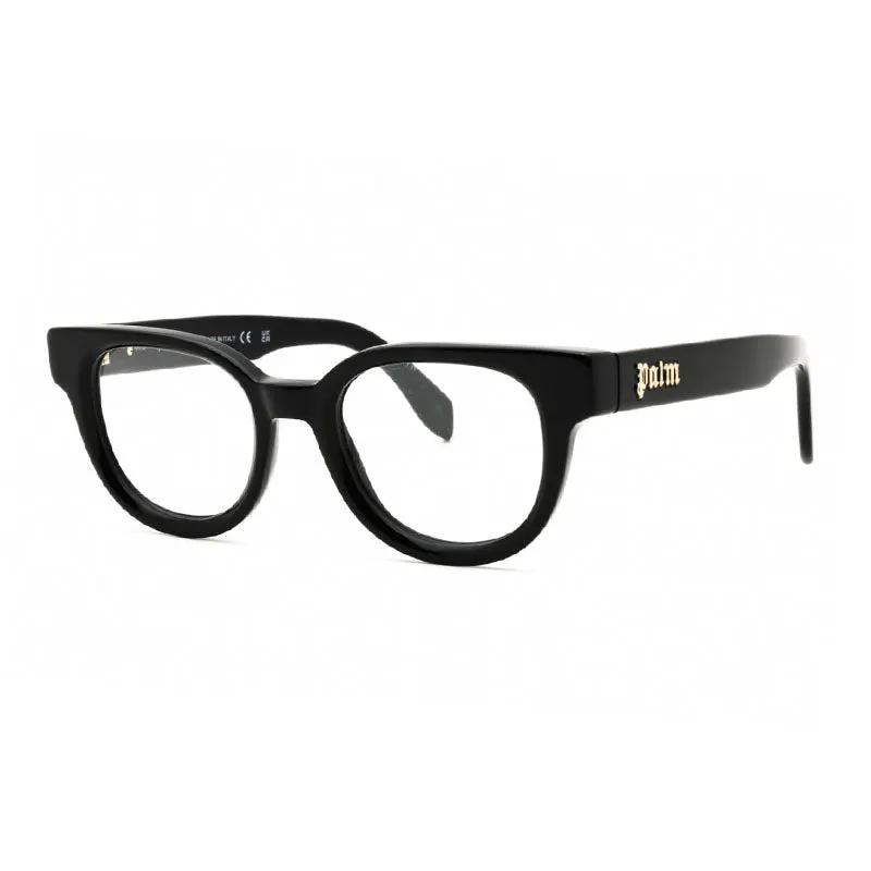 Palm Angels Eyeglasses Round Full Rim, Black Frame And Clear Demo Lenses Lens Perj01Bstyle1B1000