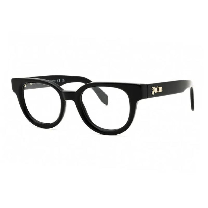 Palm Angels Eyeglasses Round Full Rim, Black Frame And Clear Demo Lenses Lens Perj01Bstyle1B1000
