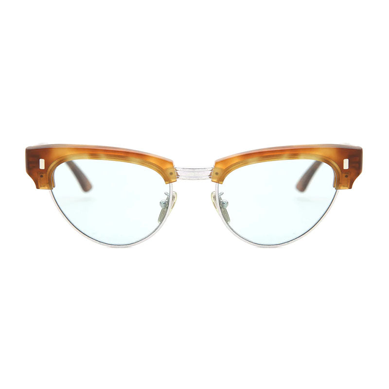 Celine Browline Full Rim, with a Light Havana frame and Blue lens.