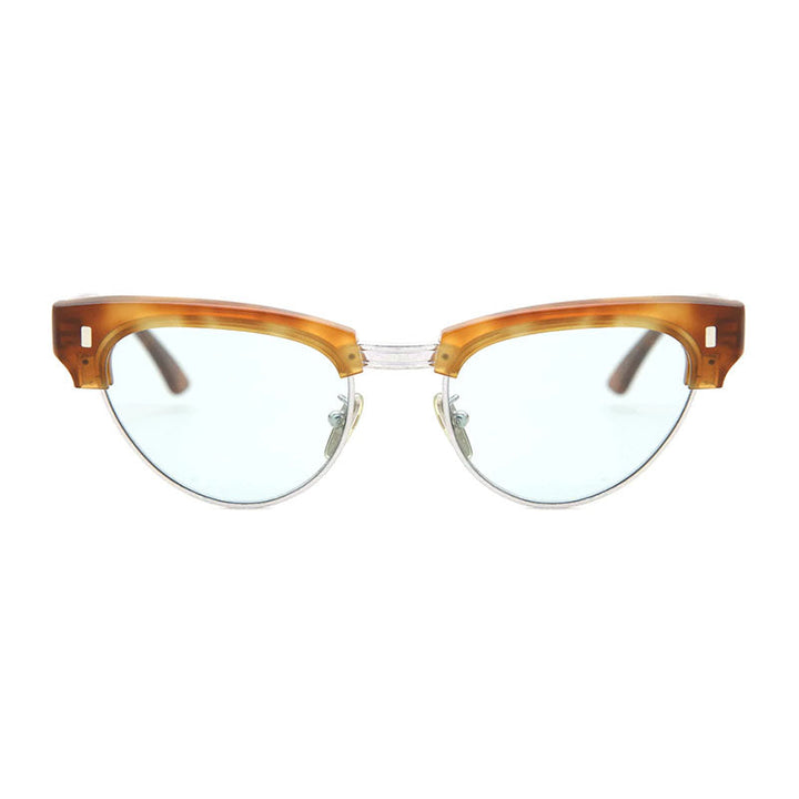 Celine Browline Full Rim, with a Light Havana frame and Blue lens.