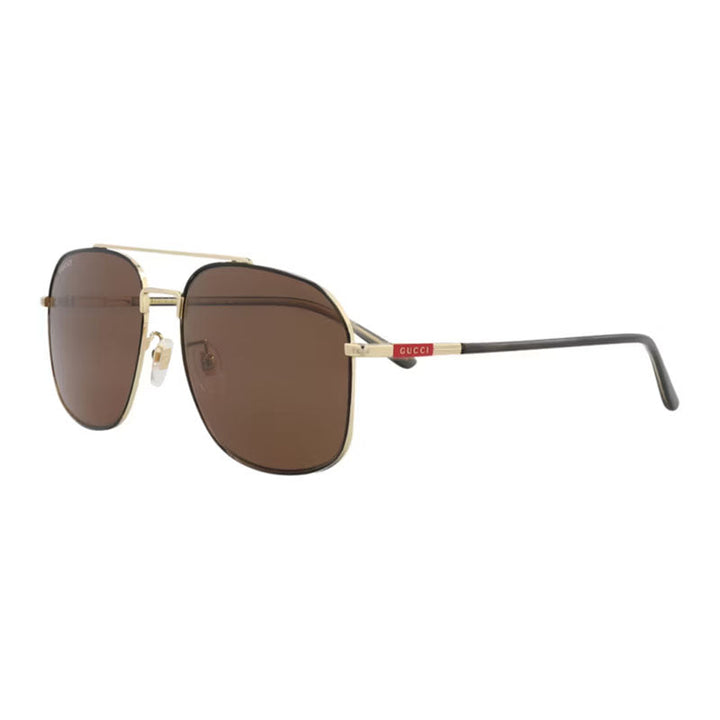Gucci Sunglasses Aviator Full Rim, Black/Gold Frame and Brown Lens GG1351S004