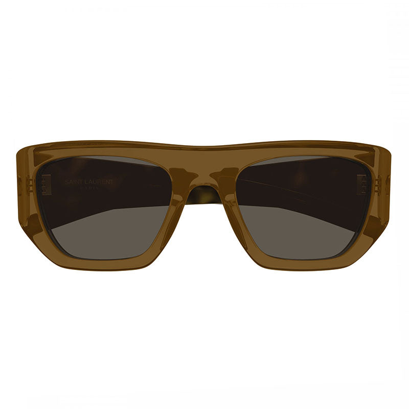 Saint Laurent Sunglasses Square Full Rim, Transparent Brown/Havana Frame and Brown Lens SL740002
