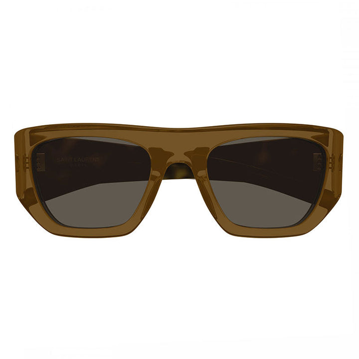 Saint Laurent Sunglasses Square Full Rim, Transparent Brown/Havana Frame and Brown Lens SL740002