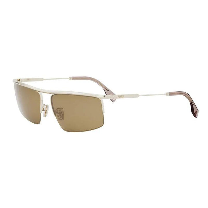 Fendi Sunglasses Rectangle Full Rim, Gold Frame And Brown Lens