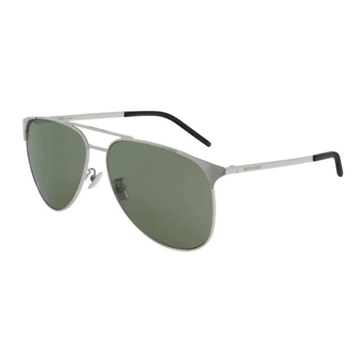 Saint Laurent Sunglasses Aviator Full Rim, Silver Frame And Green Lens Sl279004