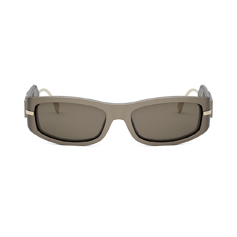 Fendi Sunglasses Oval Full Rim, Shiny Brown Frame and Brown Lens FE40120I45E