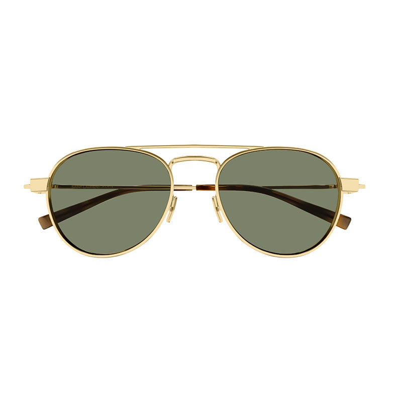 Saint Laurent Sunglasses Browline Full Rim, Shiny Gold Frame and Green Lens SL708003