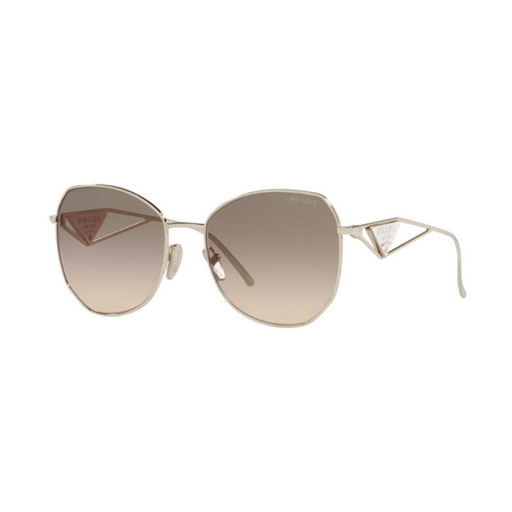 Prada Sunglasses Butterfly Full Rim, Pale Gold Frame and Light Brown Grey Gradient Lens PR57YSZVN3D0