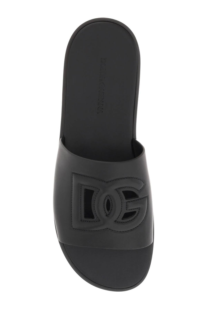 Dolce & Gabbana Leather Slides With Dg Cut-Out