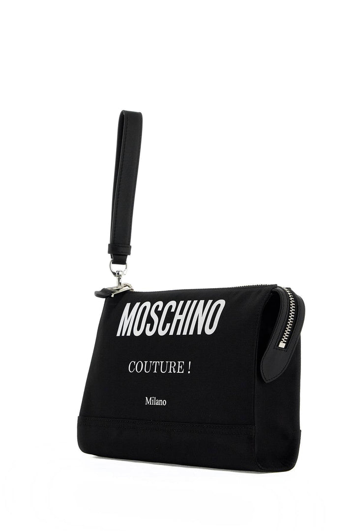 Moschino Nylon Logo Pouch With Zip