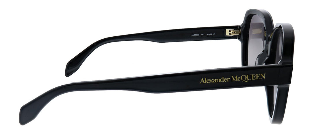 Alexander McQueen AM 300S 001 Square Acetate Black Sunglasses with Grey Gradient Lens