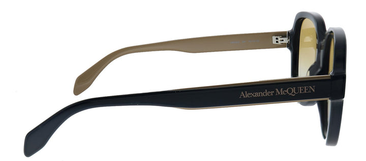 Alexander McQueen  AM 300S 004 Square Acetate Black Sunglasses with Yellow Gradient Lens