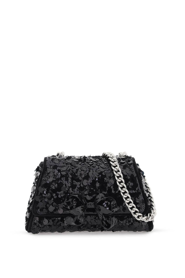 Self Portrait Sequined Bow Mini Shoulder Bag