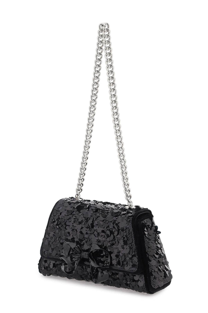 Self Portrait Sequined Bow Mini Shoulder Bag