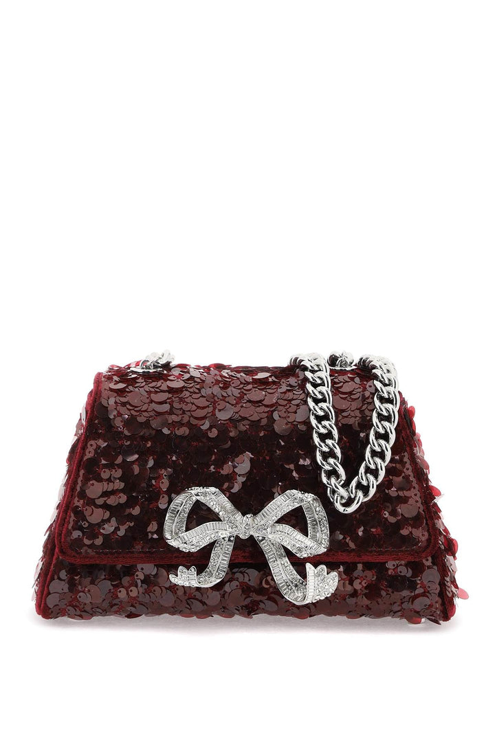 Self Portrait Sequined Bow Mini Shoulder Bag