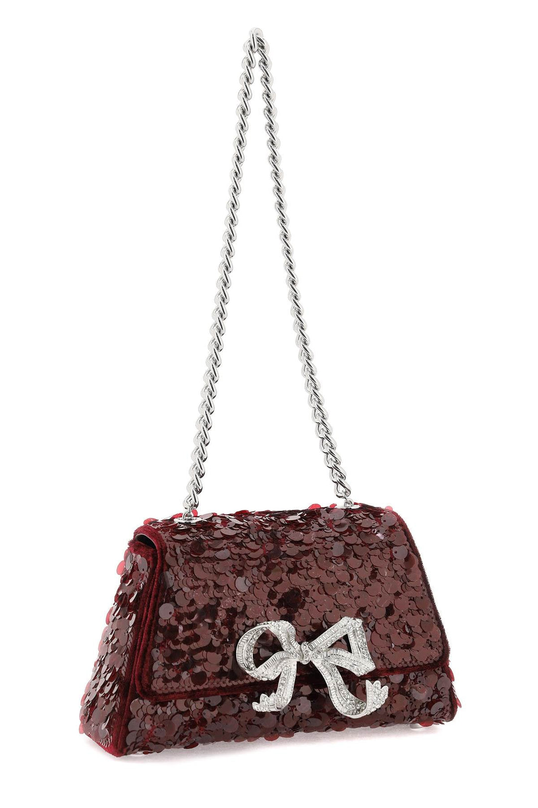 Self Portrait Sequined Bow Mini Shoulder Bag