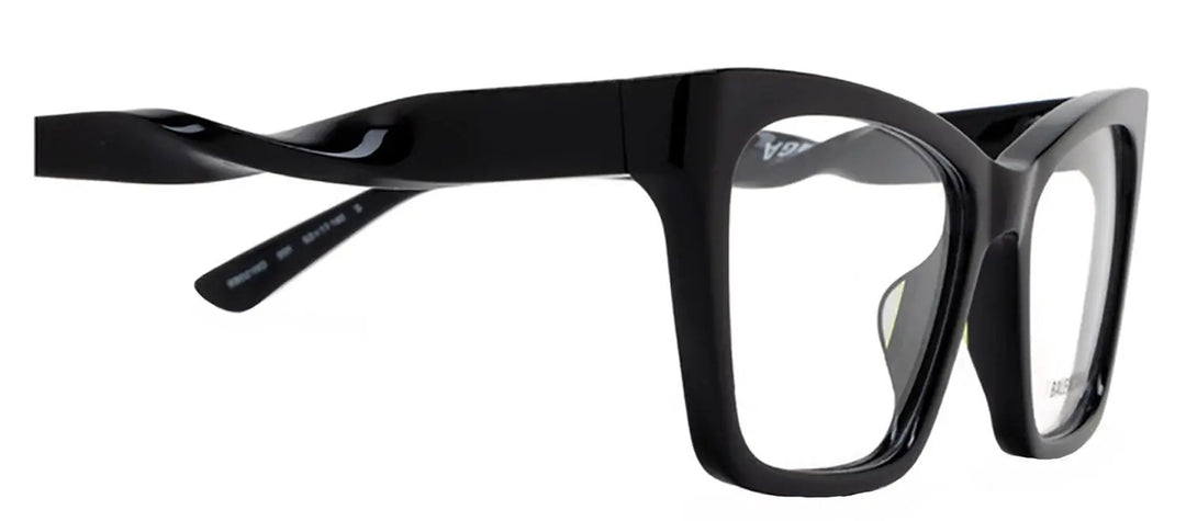 Balenciaga BB 0210O 001 Square Plastic Black Eyeglasses with Logo Stamped Demo Lenses Lens