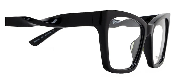 Balenciaga BB 0210O 001 Square Plastic Black Eyeglasses with Logo Stamped Demo Lenses Lens