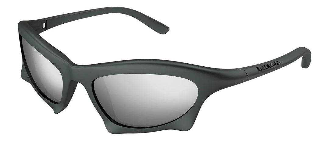 Balenciaga BB 0229S 002 Fashion Plastic Gunmetal Sunglasses with Silver Mirror Lens