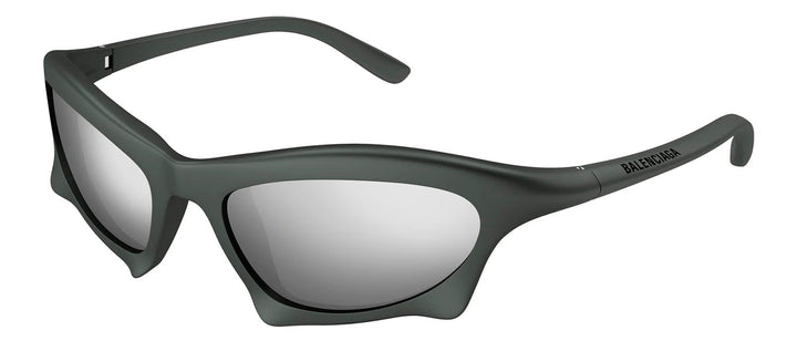 Balenciaga BB 0229S 002 Fashion Plastic Gunmetal Sunglasses with Silver Mirror Lens