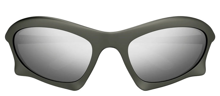 Balenciaga BB 0229S 002 Fashion Plastic Gunmetal Sunglasses with Silver Mirror Lens