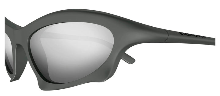 Balenciaga BB 0229S 002 Fashion Plastic Gunmetal Sunglasses with Silver Mirror Lens