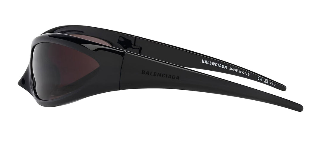 Balenciaga EXTREME BB 0251S 001 Wrap Plastic Black Sunglasses with Grey Lens