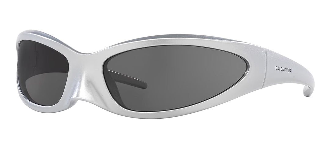 Balenciaga EXTREME BB 0251S 005 Wrap Plastic Silver Sunglasses with Grey Lens