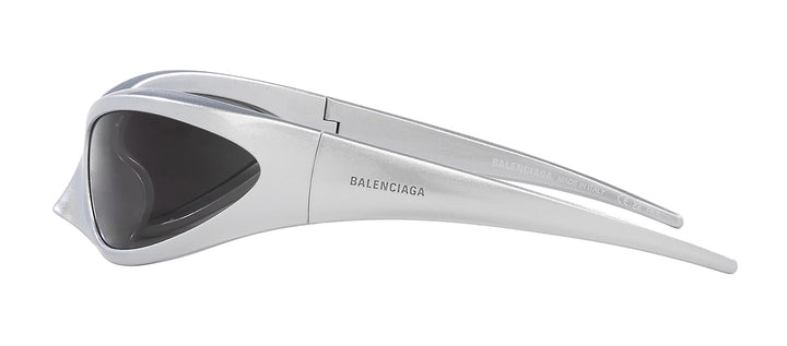 Balenciaga EXTREME BB 0251S 005 Wrap Plastic Silver Sunglasses with Grey Lens