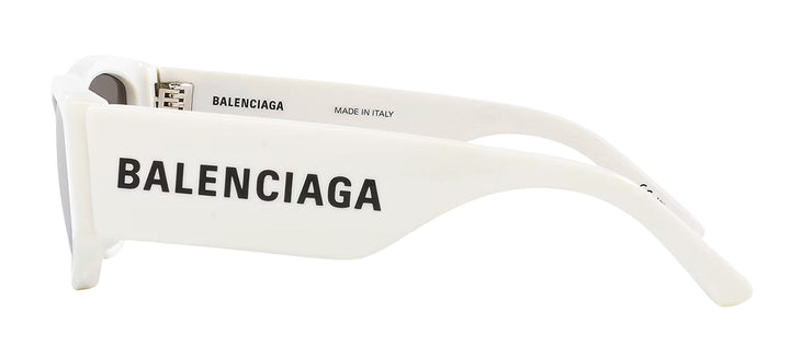 Balenciaga EVERYDAY BB 0258S 003 Oval Plastic White Sunglasses with Grey Lens