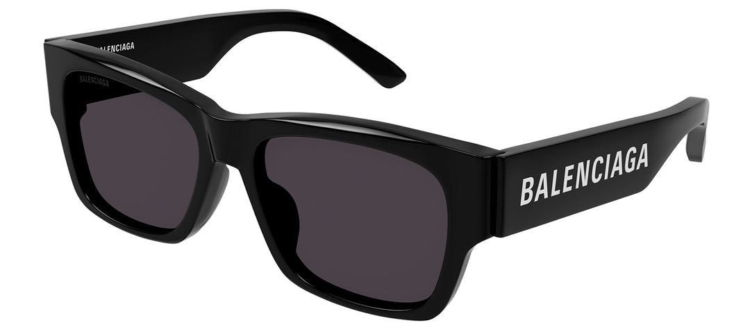 Balenciaga BB 0262SA 001 Square Plastic Black Sunglasses with Grey Lens