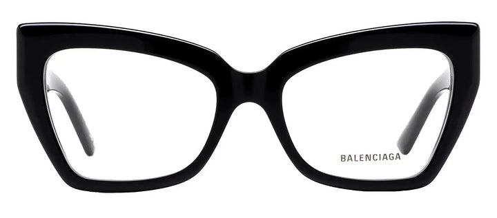 Balenciaga EVERYDAY BB 0275O 001 Cat-Eye Plastic Black Eyeglasses with Logo Stamped Demo Lenses