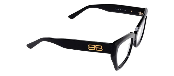 Balenciaga EVERYDAY BB 0275O 001 Cat-Eye Plastic Black Eyeglasses with Logo Stamped Demo Lenses