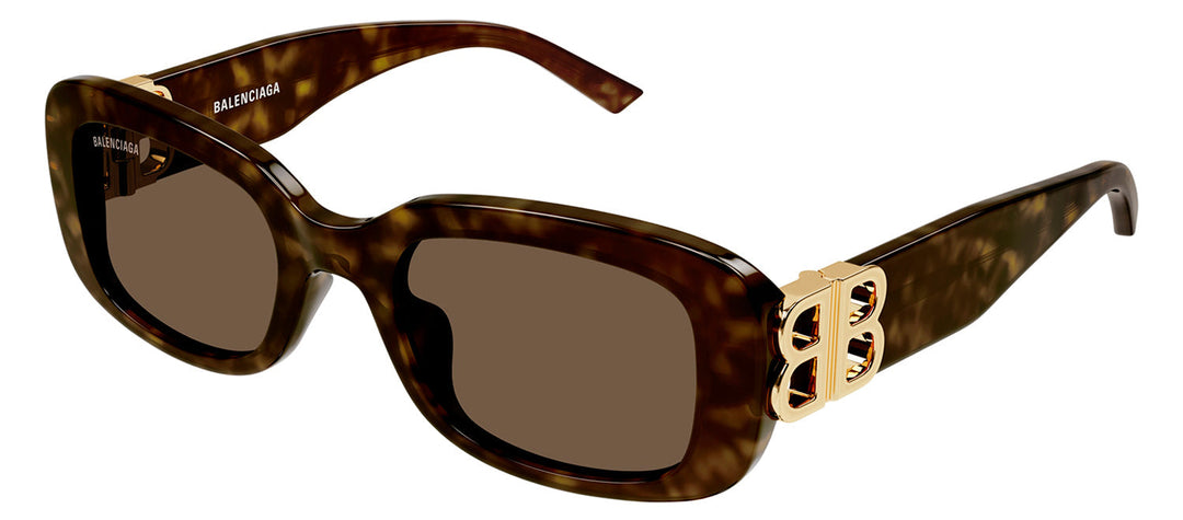Balenciaga BB 0310SK 002 Rectangle Plastic Havana Sunglasses with Brown Lens