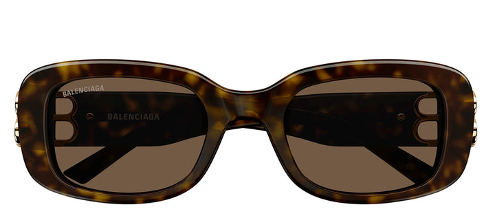 Balenciaga BB 0310SK 002 Rectangle Plastic Havana Sunglasses with Brown Lens