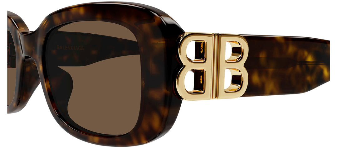 Balenciaga BB 0310SK 002 Rectangle Plastic Havana Sunglasses with Brown Lens
