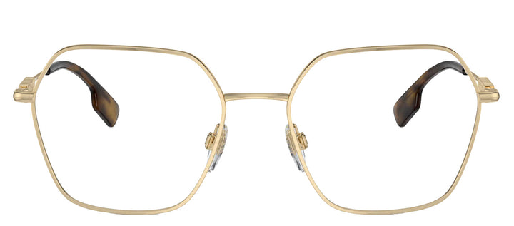 Burberry BE 1381 1109 Irregular Metal Gold Eyeglasses with Logo Stamped Demo Lenses