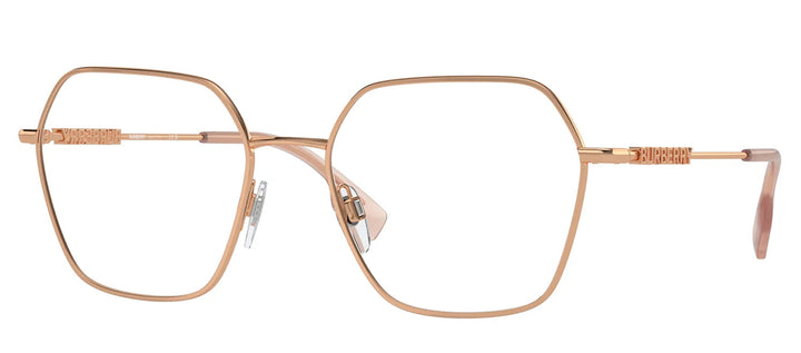 Burberry BE 1381 1337 Irregular Metal Gold Eyeglasses with Logo Stamped Demo Lenses