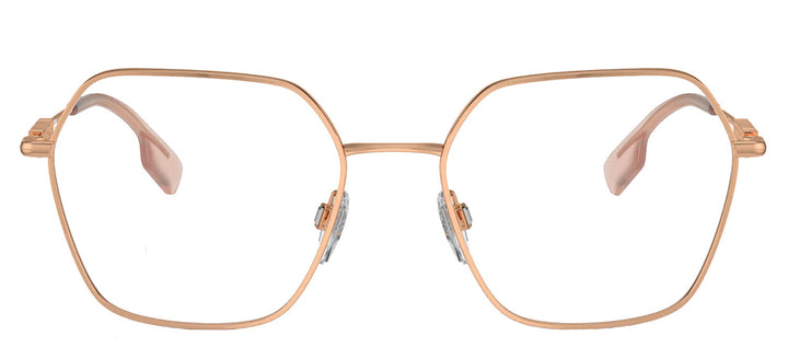 Burberry BE 1381 1337 Irregular Metal Gold Eyeglasses with Logo Stamped Demo Lenses
