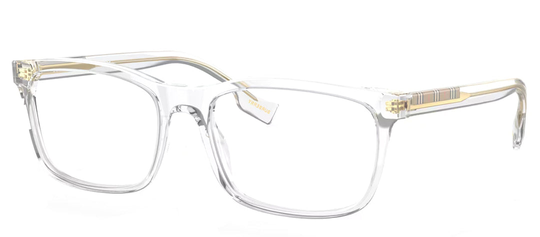 Burberry ELM BE 2334 3024 Rectangle Plastic Clear Eyeglasses with Logo Stamped Demo Lenses