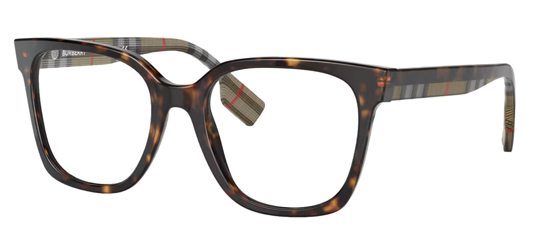 Burberry EVELYN BE 2347 3943 Square Plastic Havana Eyeglasses with Logo Stamped Demo Lenses