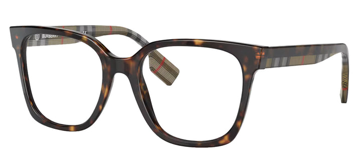 Burberry EVELYN BE 2347 3943 Square Plastic Havana Eyeglasses with Logo Stamped Demo Lenses